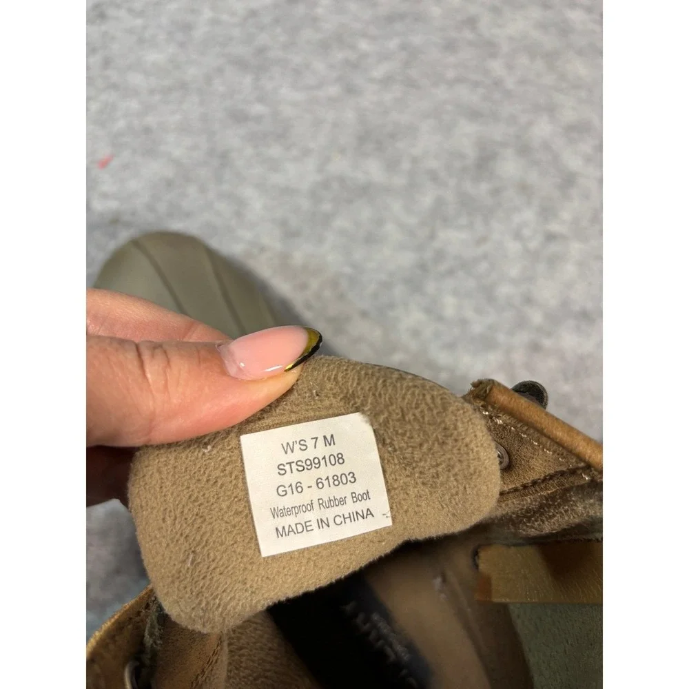 Sperry Top-Sider Women's Waterproof Rubber Boot Tan Suede Lace Up‎ Zip Size 7 M